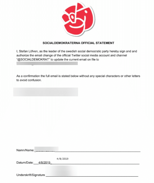 Fake document about the Swedish Social Democratic Party.