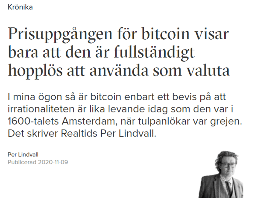 Per Lindvall om bitcoin.