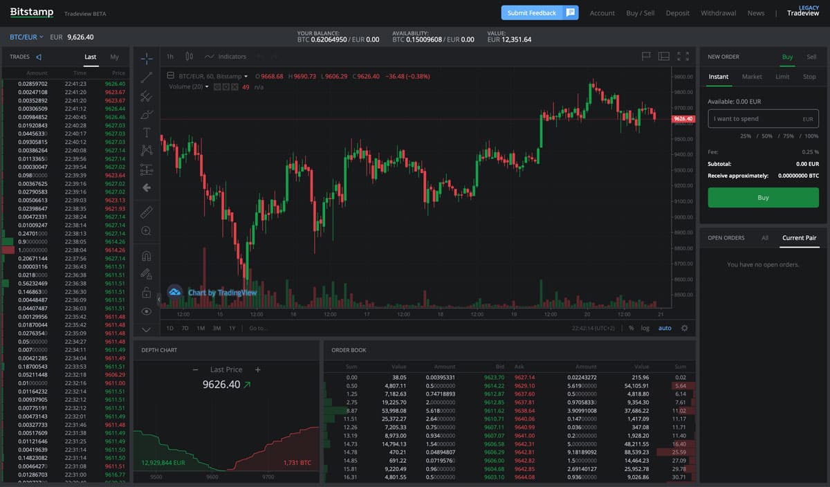 Interface for the crypto exchange Bitstamp.